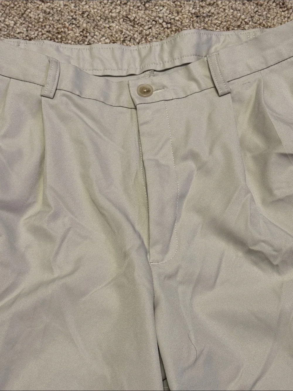 Men's Tan Flat-Front Performance Shorts - Picture 2 of 4